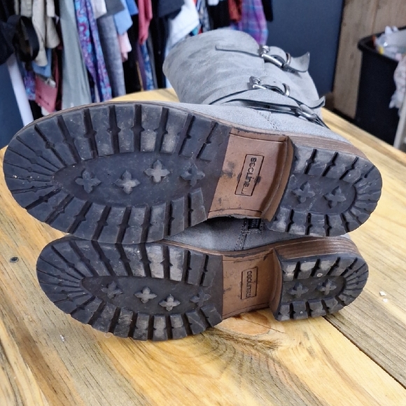 Maurices Gray Heeled Boots with Decorative Straps - Picture 6 of 6